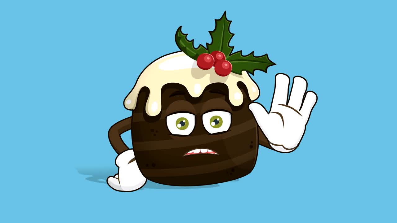 만화 크리스마스 케이크 손과 얼굴 애니메이션 알파 매트