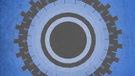 líneas en espiral negras y blancas en un llamativo círculo azul enmarcado por un elegante anillo negro