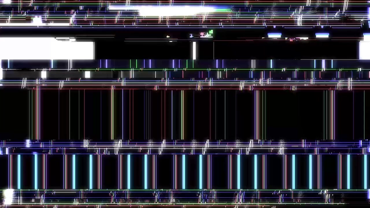 Effetto glitch dinamico con linee digitali colorate in movimento