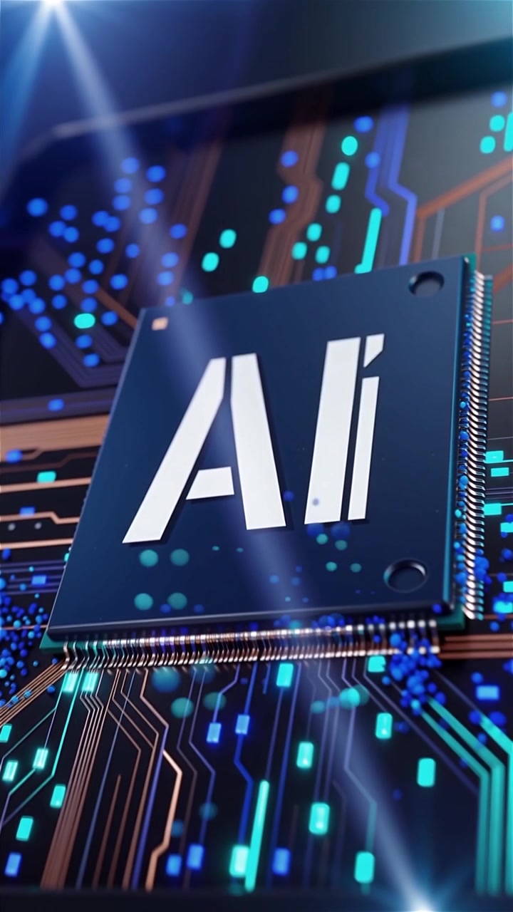 Futuristic AI Chip Motherboard Technology Background