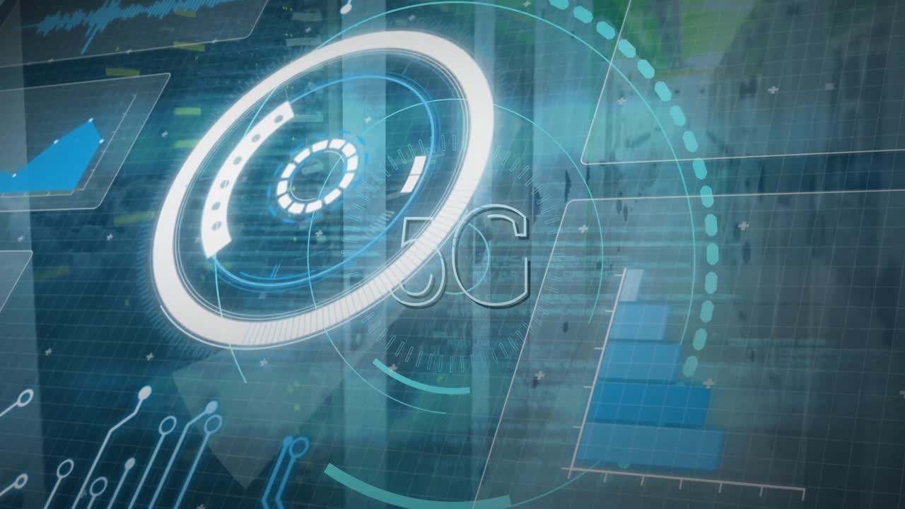 animación de 5g y procesamiento de datos a través de servidores