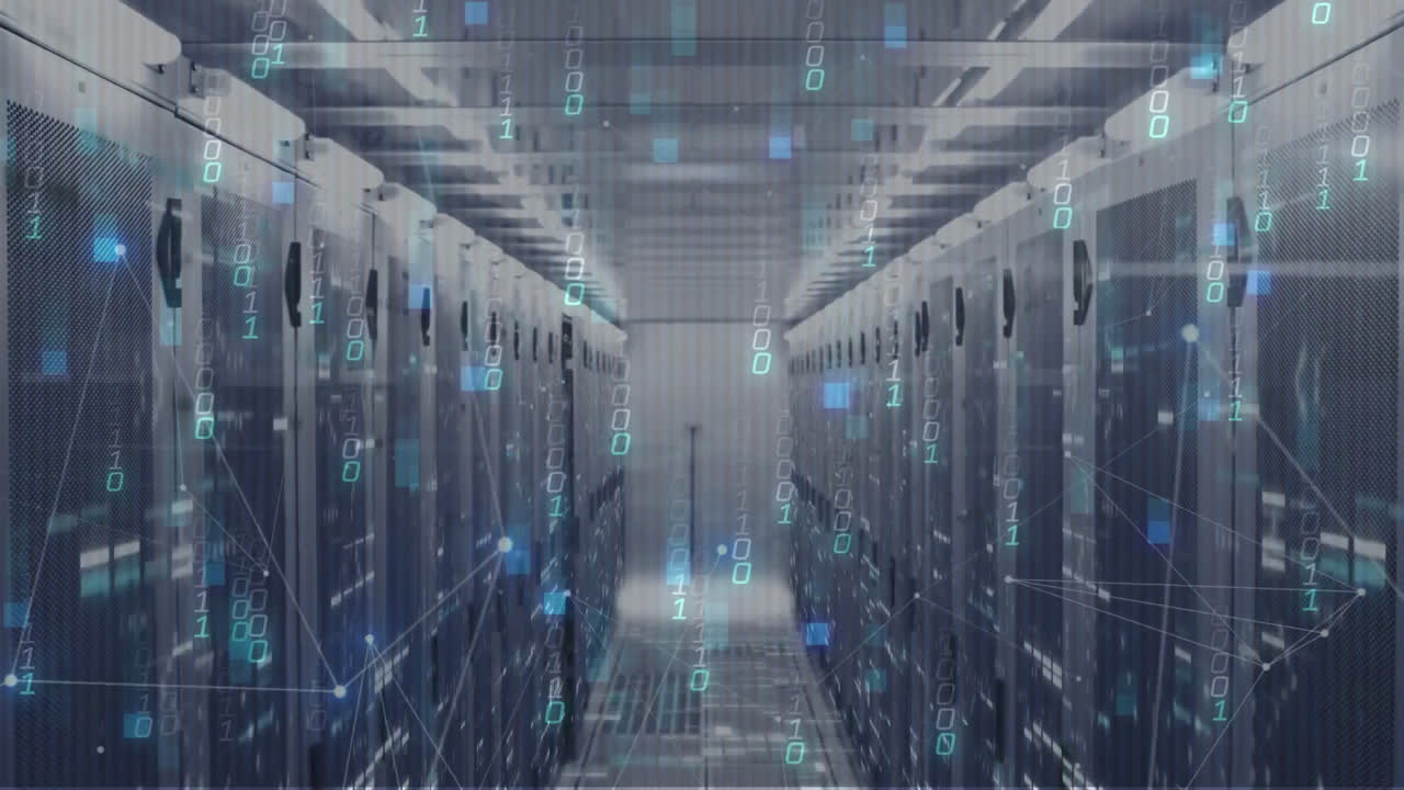 Animation of computer servers and data processing