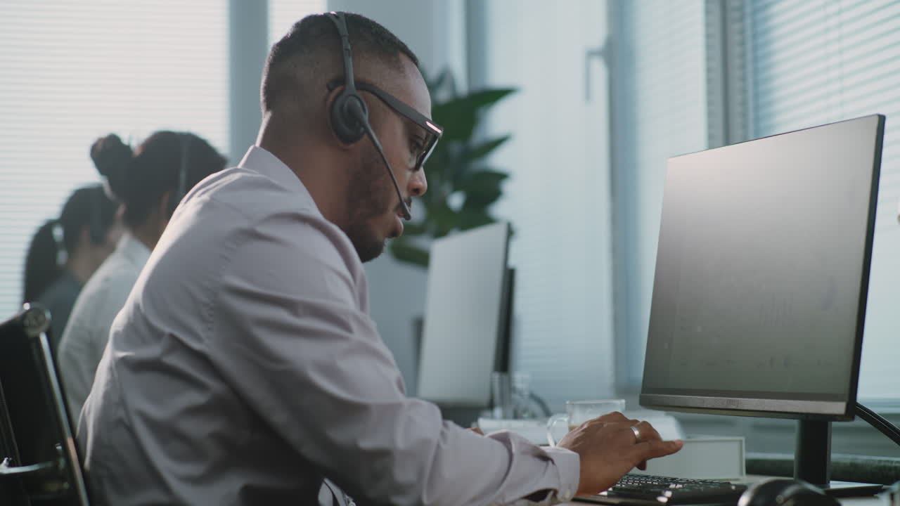 Customer Service Representative Working at Call Center