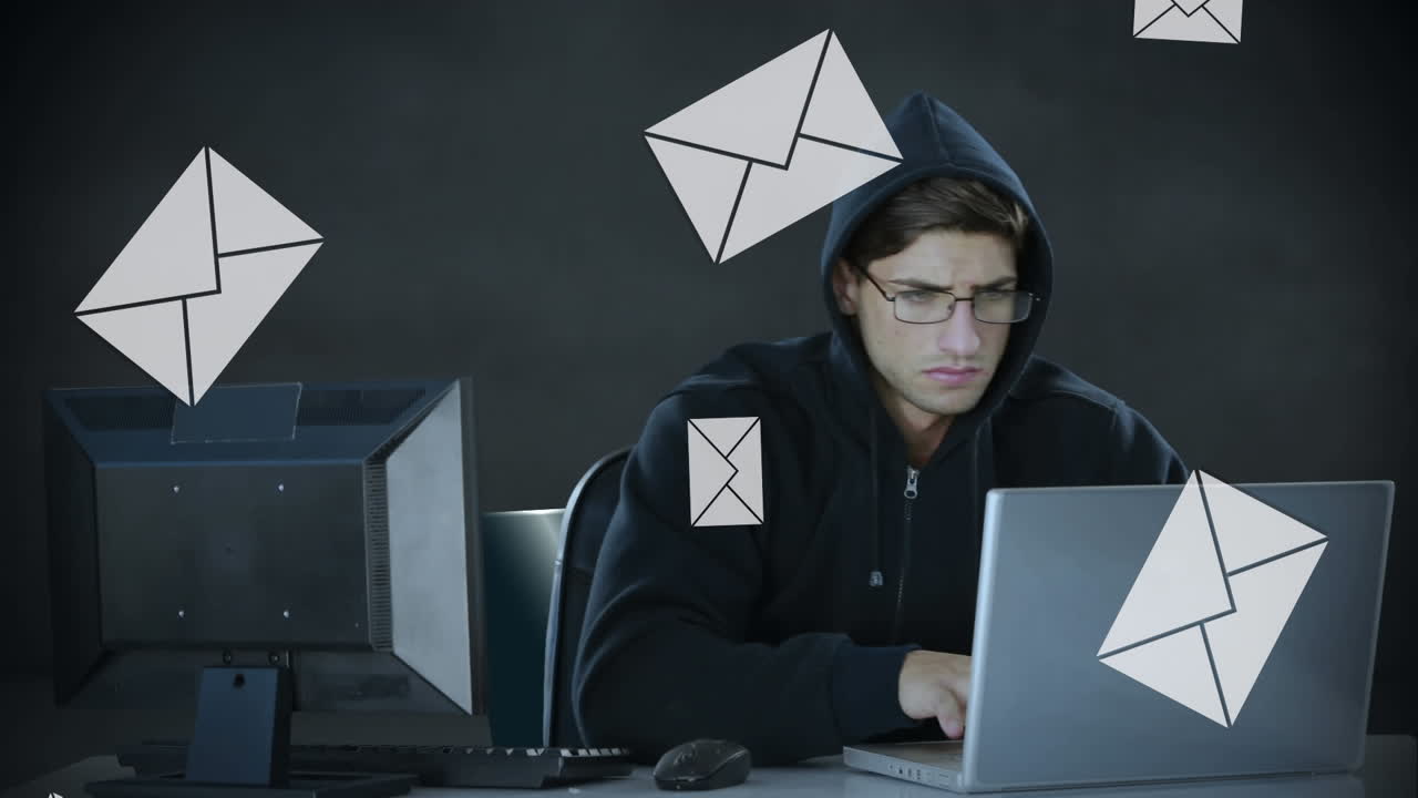 hacker trabajando en un escritorio y una computadora portátil