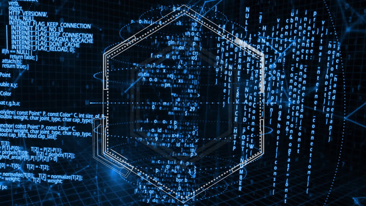 animación del procesamiento de datos a través de una red de conexiones sobre fondo negro