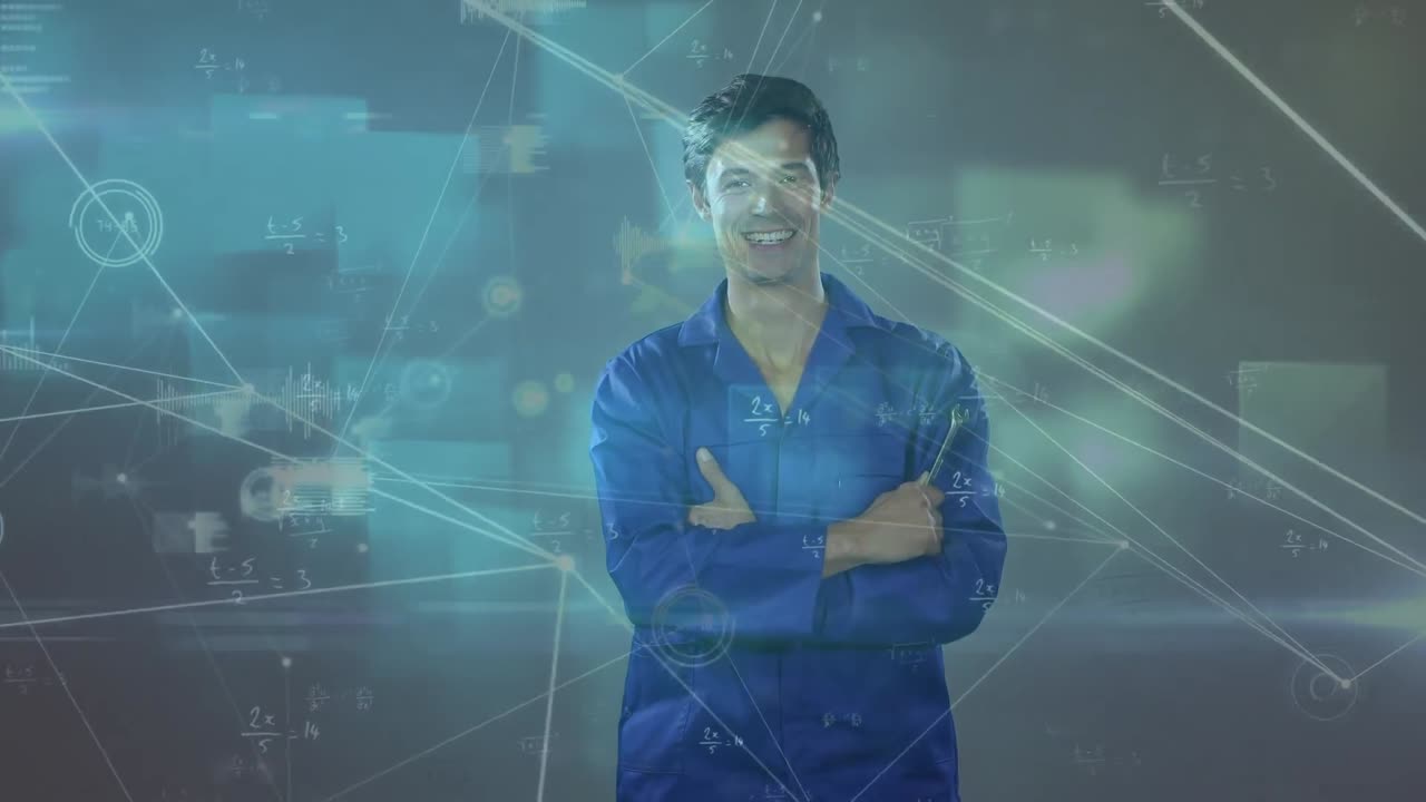 animación del procesamiento de datos sobre hombres biraciales