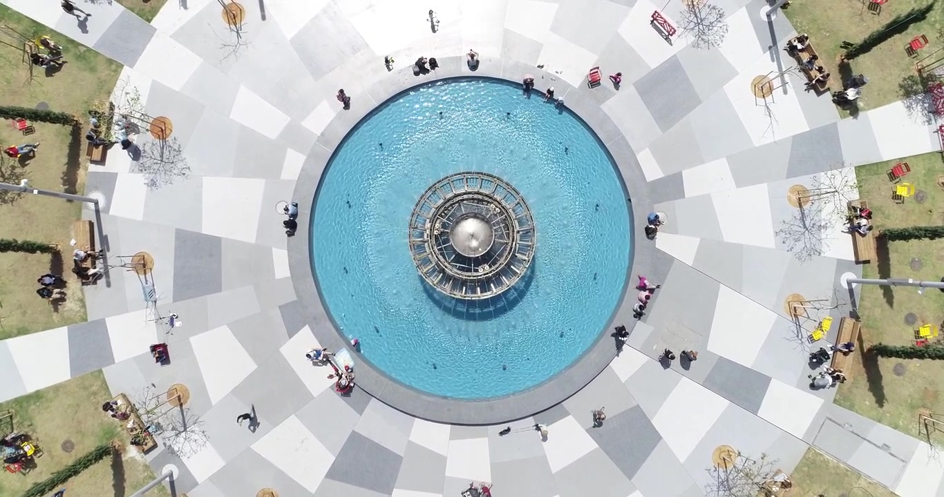 Tel Aviv Centrum Israel, Dizengoff Plads, droneoptagelse ovenfra