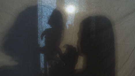 silhouettes of couple kissing