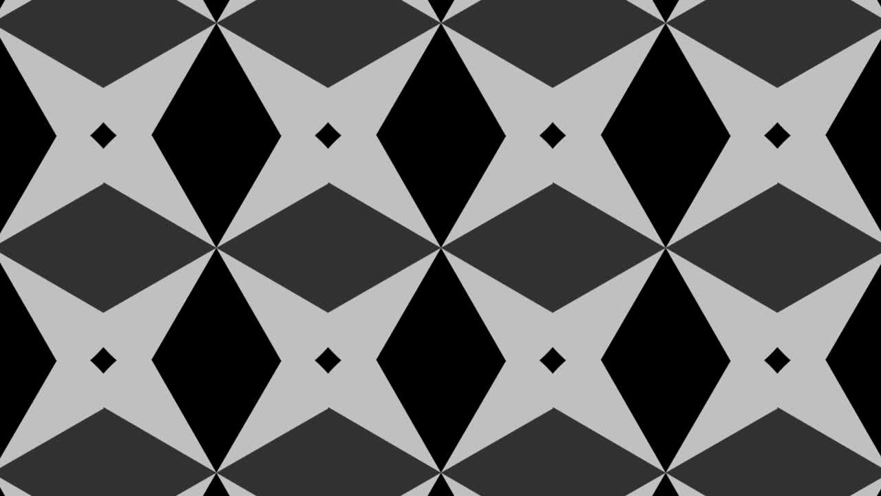 Graphic pattern in black and white with stroboscopic and hypnotic effect, while increasing in size and then reducing it.