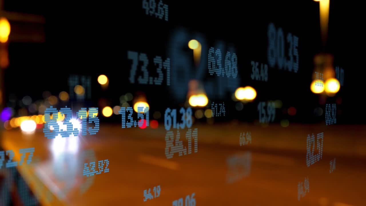 animación del procesamiento de datos financieros sobre automóviles en la calle.