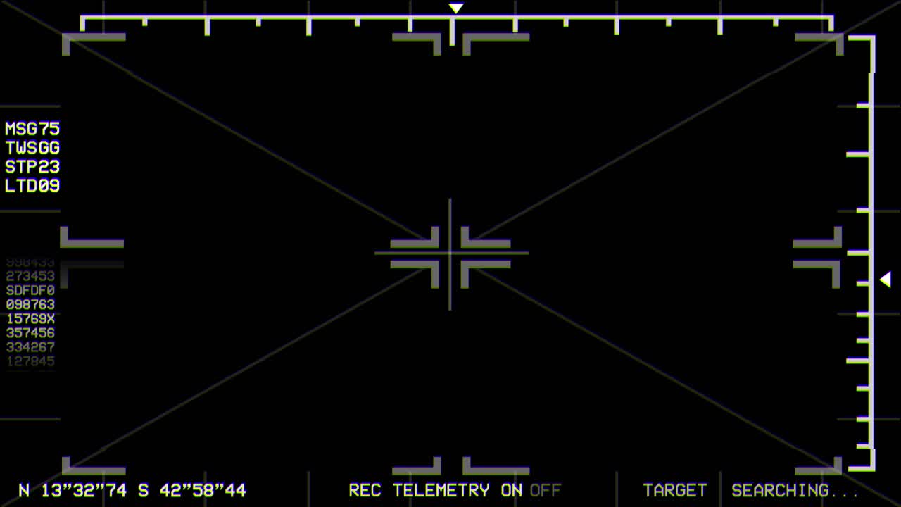 Retro Style Drone, Helicopter Camera UI Searching for Targets Graphic Overlay