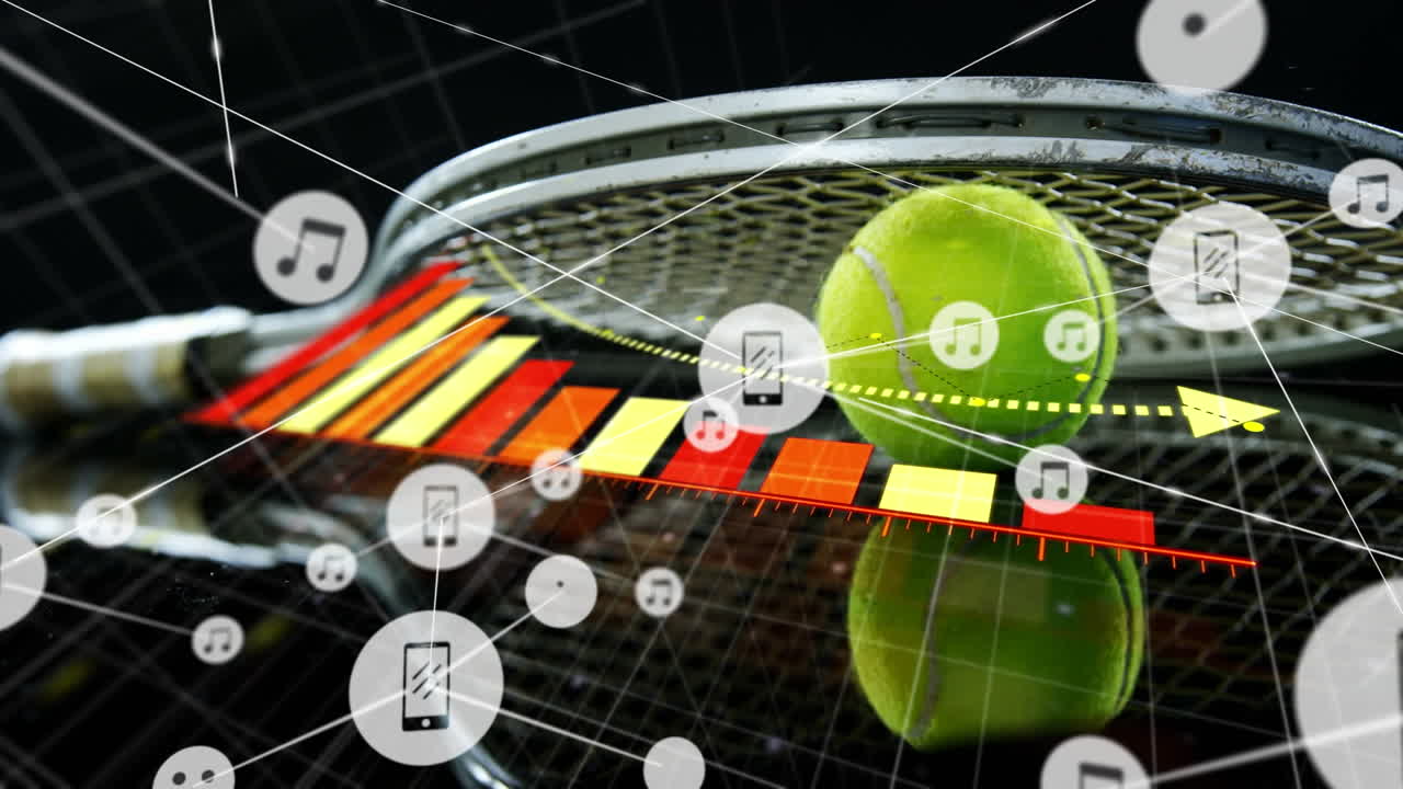 animación de la red de conexiones con iconos sobre los hombres que trabajan en el almacén