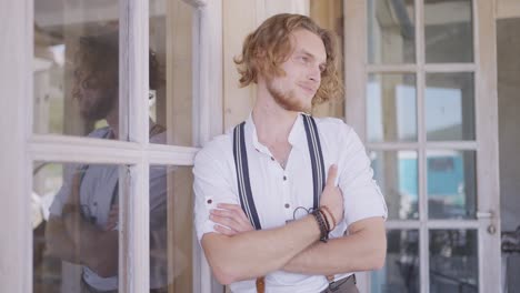 stylish man posing outdoors