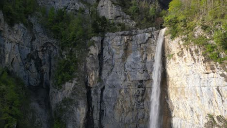 Famous-Seerenbachfälle-in-Amden,-Switzerland.-Drone-view