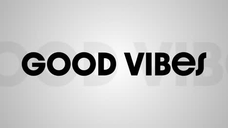 animación digital de texto de buenas vibraciones con efecto de sombra contra un fondo gris
