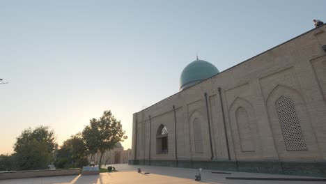 central asian architecture on the sunset