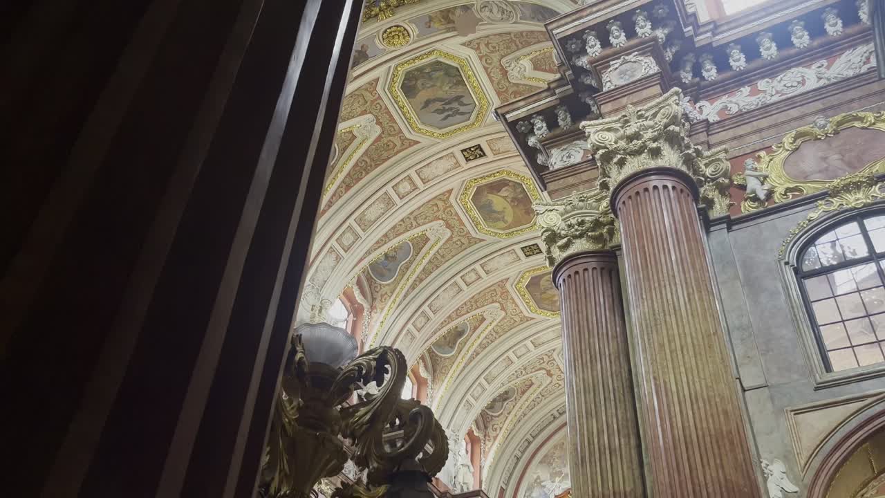 Ornate Cathedral Interior: A Look Up at the Architectural Details