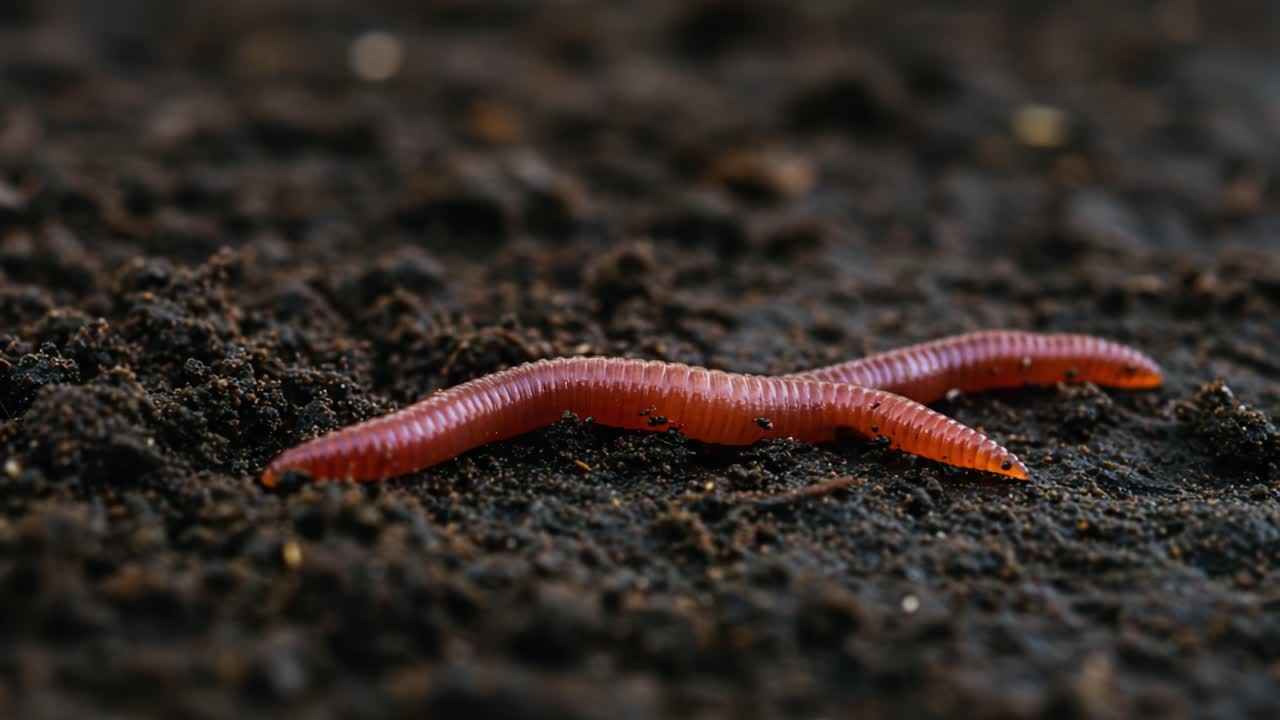 A Close-Up Exploration of Earthworms in Their Natural Habitat, Highlighting Their Role in Soil Health and Ecosystems