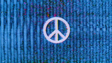 repetición de fallos de señales de paz con ruido estático azul y verde