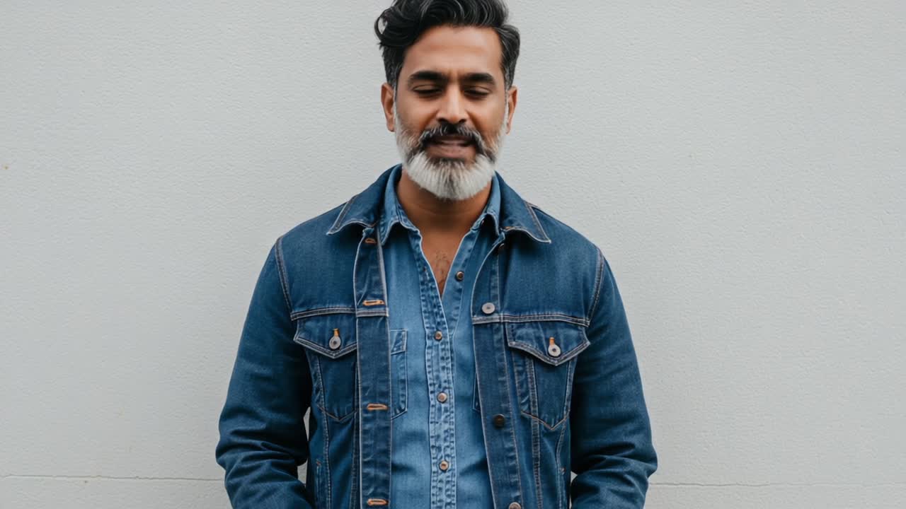 A Confident Man in Denim: Capturing Different Expressions of Style and Presence in a Modern Casual Setting