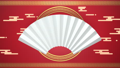 loop animation of chinese fan with traditional celebration decoration, 3d rendering.