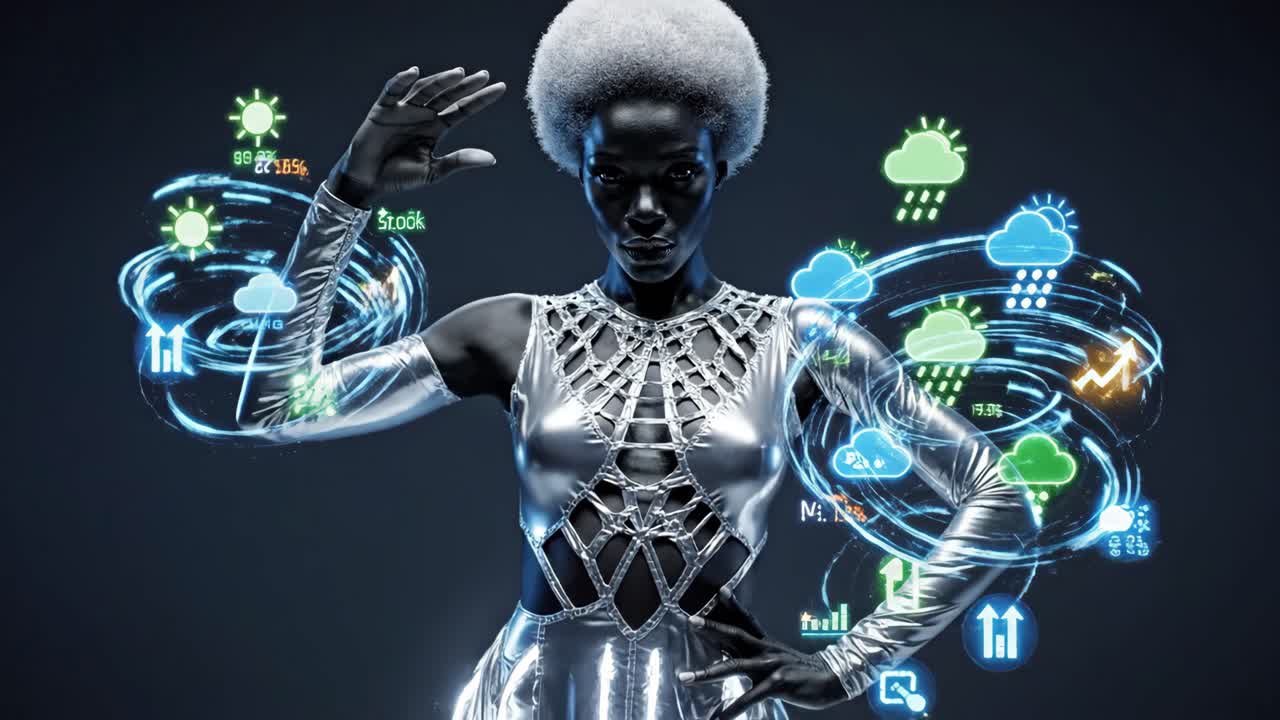 Futuristic Woman with Weather Technology
