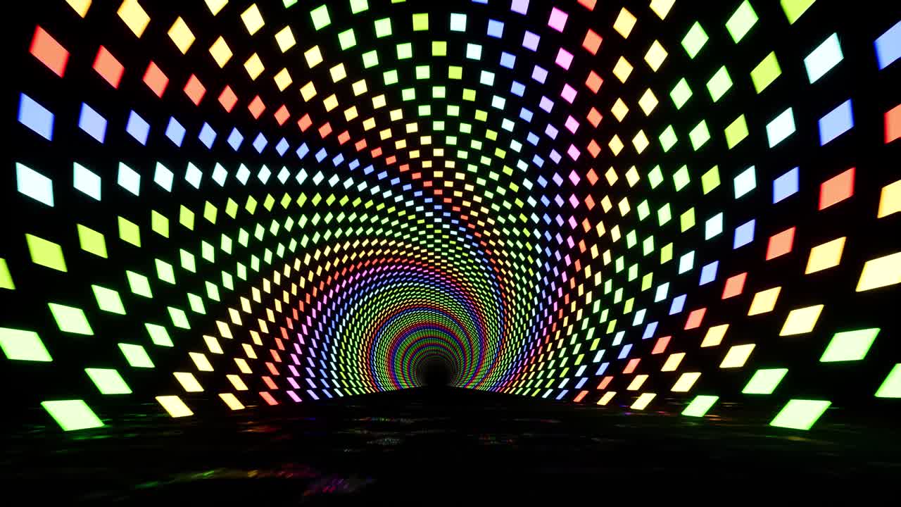 네온 나선형 터널과 자외선 4k