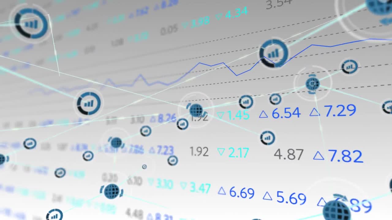 연결 네트워크를 통해 증권거래소 금융 데이터 처리와 함께 라인의 애니메이션