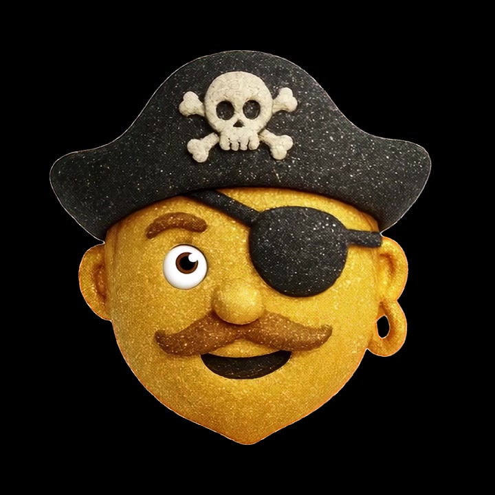 Visage de personnage pirate animé avec cache-œil et chapeau