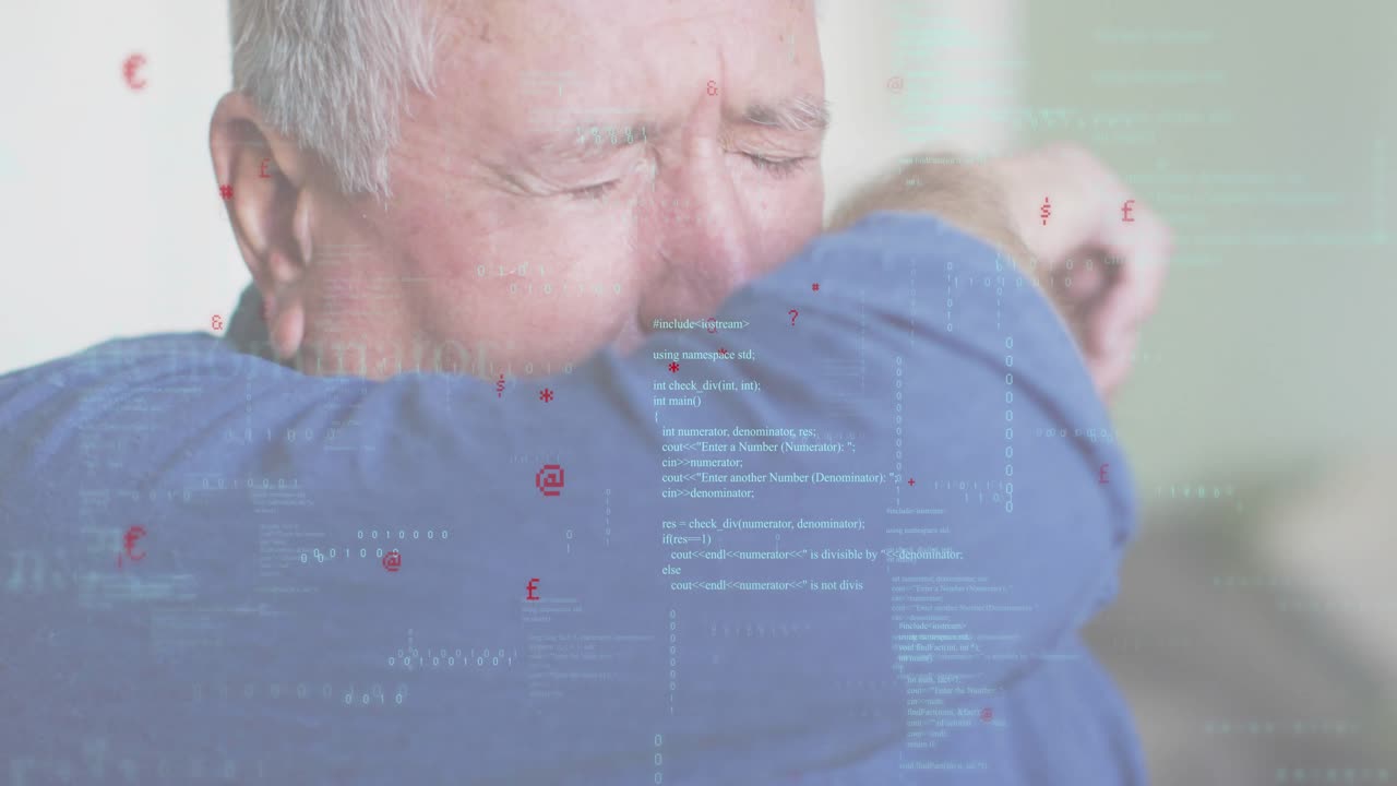 Senior male in living room sensing cough, raising forearm, covering nose and mouth, showing hygiene
