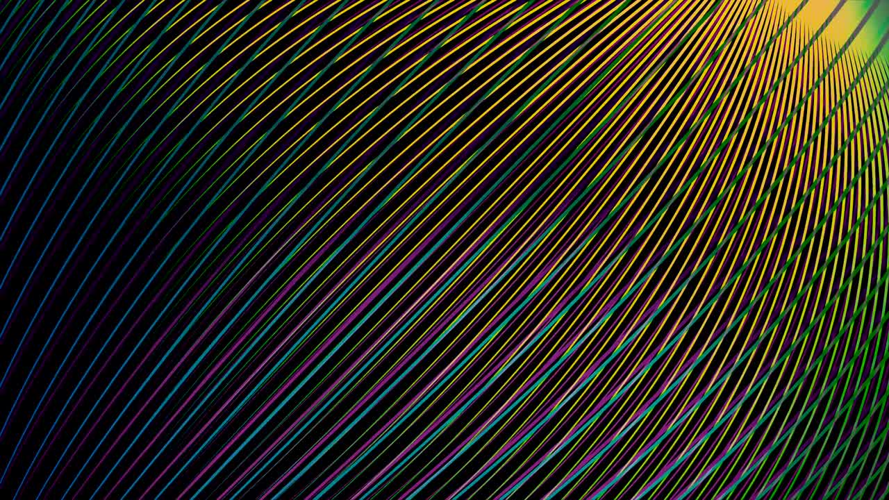 fondo colorido abstracto con líneas estrechas de gradiente, bucle sin costuras. animación. rayas brillantes cruzadas de colores azul, amarillo y rosa