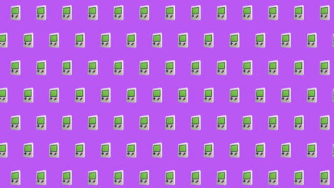 animation of rows of computer pattern moving on purple background