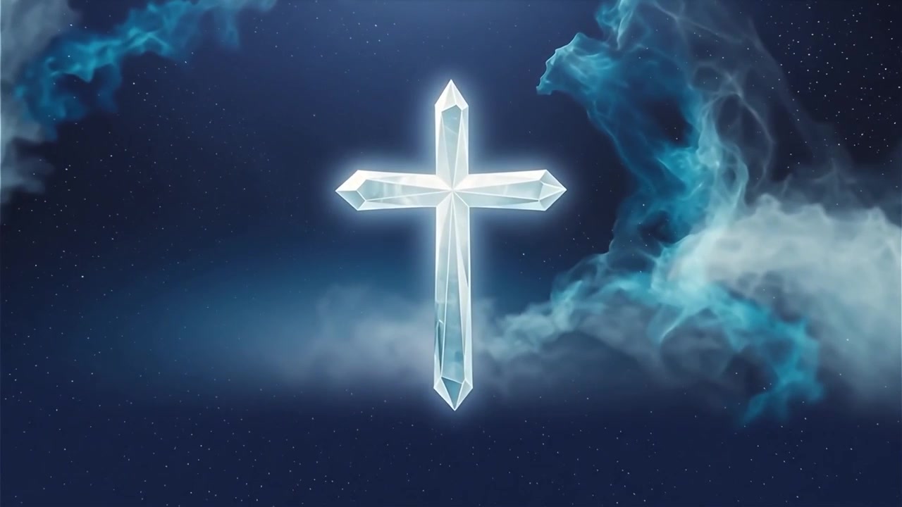 Croce Cristiana Luce Celestiale Sfondo per il Culto.