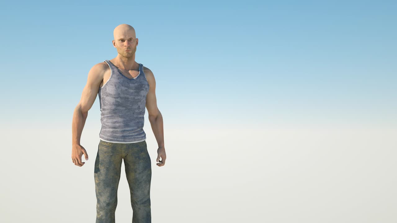 감정 - 분노, 분노, 격노. 가상의 캐릭터, 3d 렌더링. 머리 남자가 목을 는다.