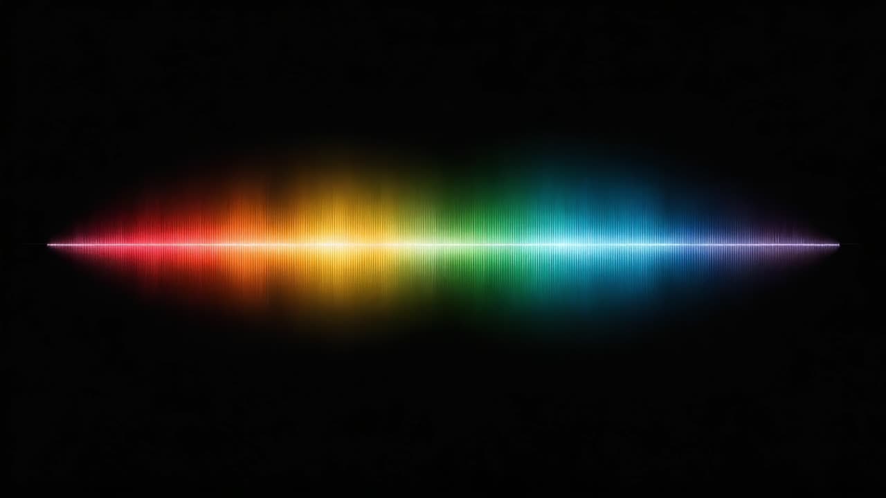 Esplorando le dinamiche delle onde sonore: una transizione dello spettro visivo da frequenze audio vibranti a una rappresentazione minimalista sottile ma sorprendente.