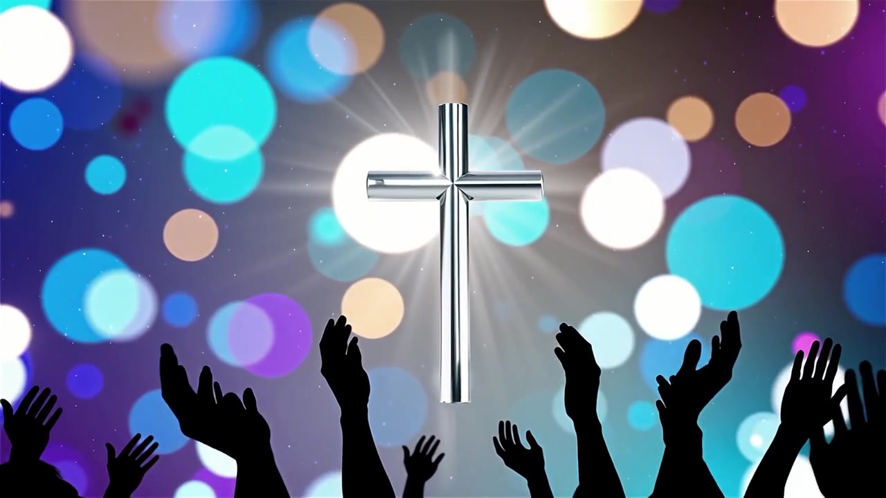 Christian Cross Heavenly Light Worship Background