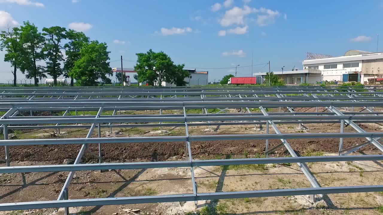 Construction at suburb area. Aerial view of construction site in progress in suburb area