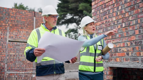 construction workers reviewing blueprints