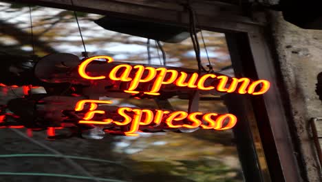 neon sign for cappuccino and espresso