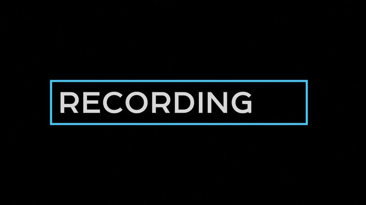 Blinking red record button with tv interference on video isolated alpha matte and green background