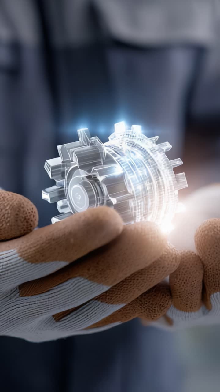 Innovative Technology: 3D Digital Representation of a Mechanical Gear Held in Hands, Showcasing the Intersection of Engineering and Digital Visualization
