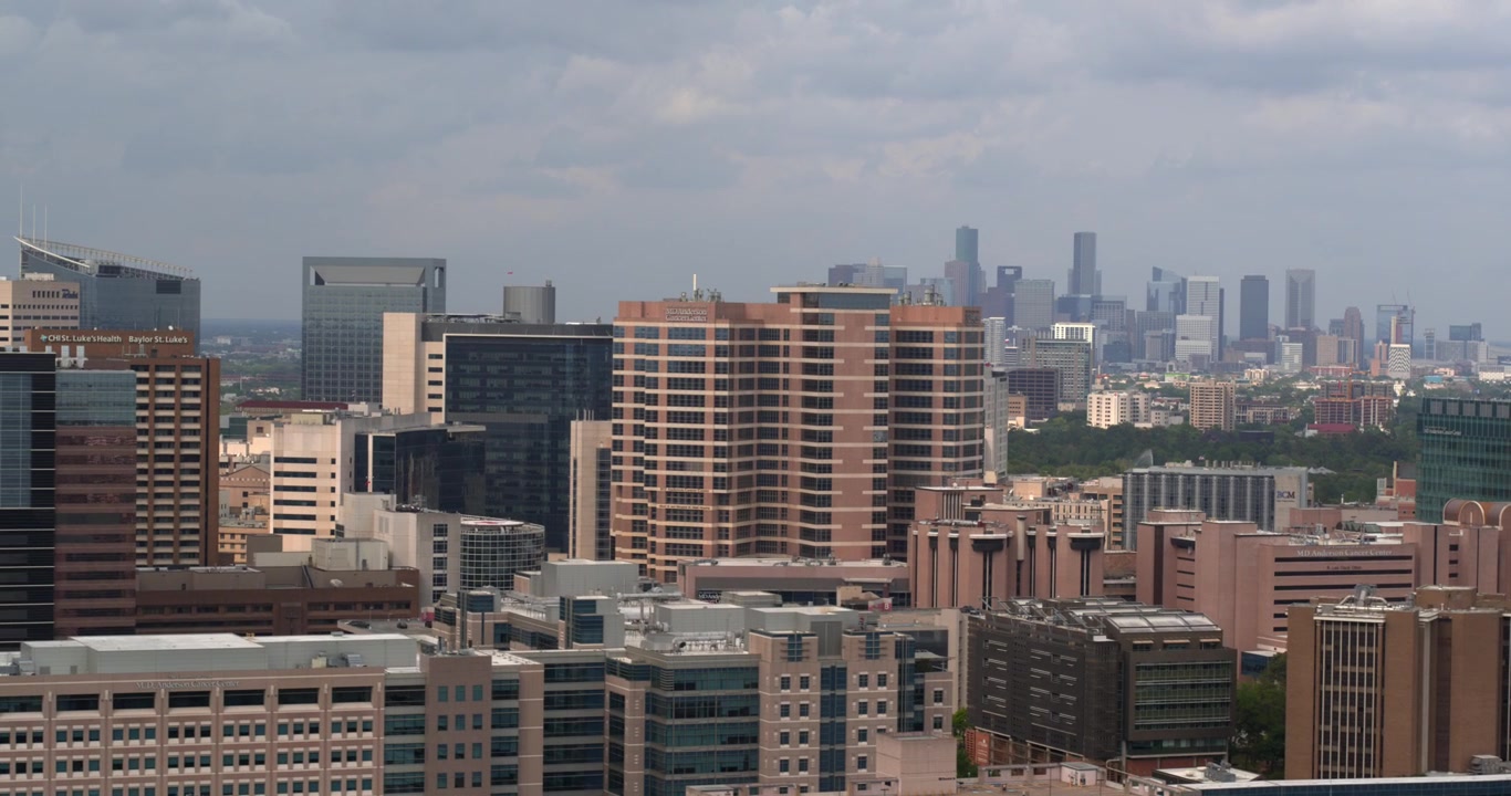 Vista de drone do Texas Medical Center em Houston