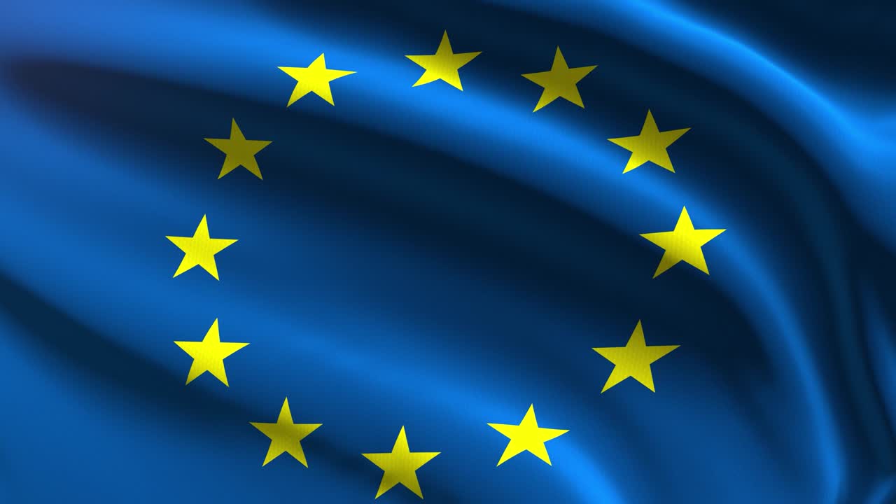 Festive 60FPS European Union flag  waving on the wind 4k UHD 3d seamless loop animation
