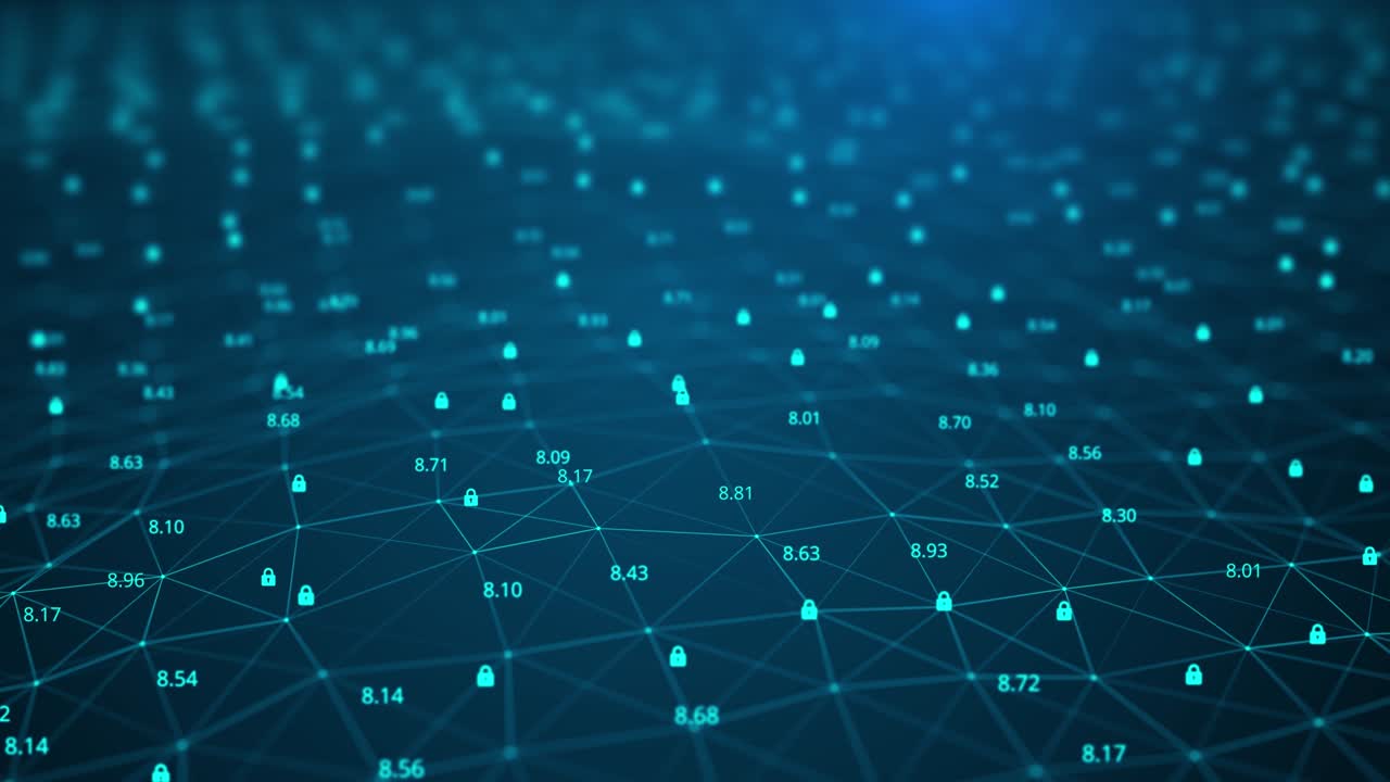 digitale cyberspace met deeltjes en gegevens netwerkverbindingen bescherming lus achtergrond.