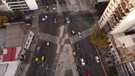 urban bifurcation in cordoba avenue at sunset, buenos aires city in argentina