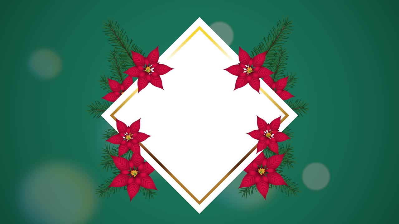 feliz tarjeta de navidad con marco floral