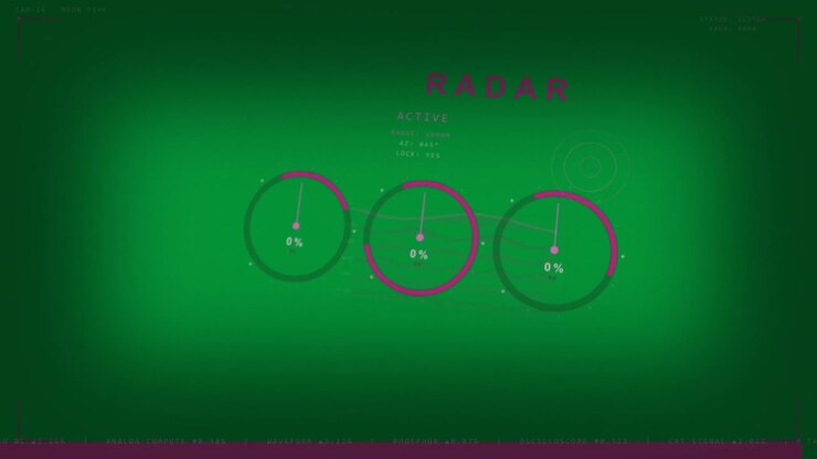 ACTIVE label activating magenta radar HUD on transparent bg sweeping across gauges for status