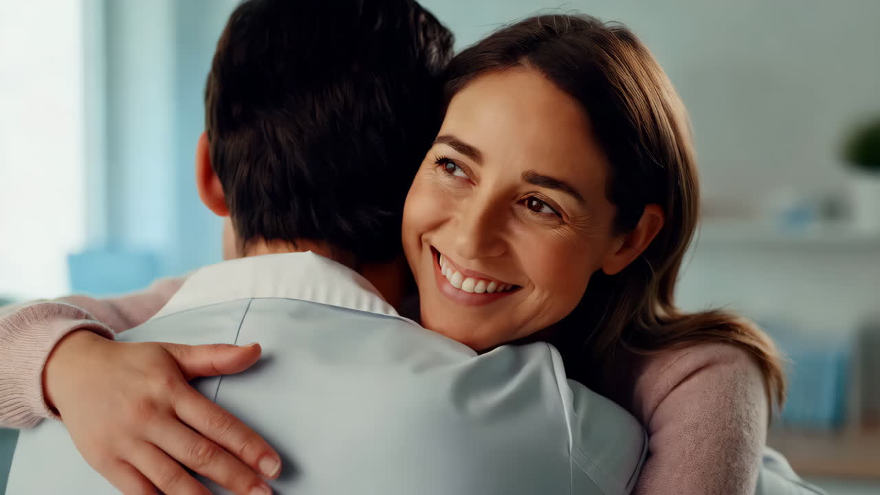 Una pareja abrazándose.