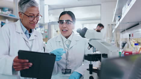 ciencia, equipo y retroalimentación con tableta