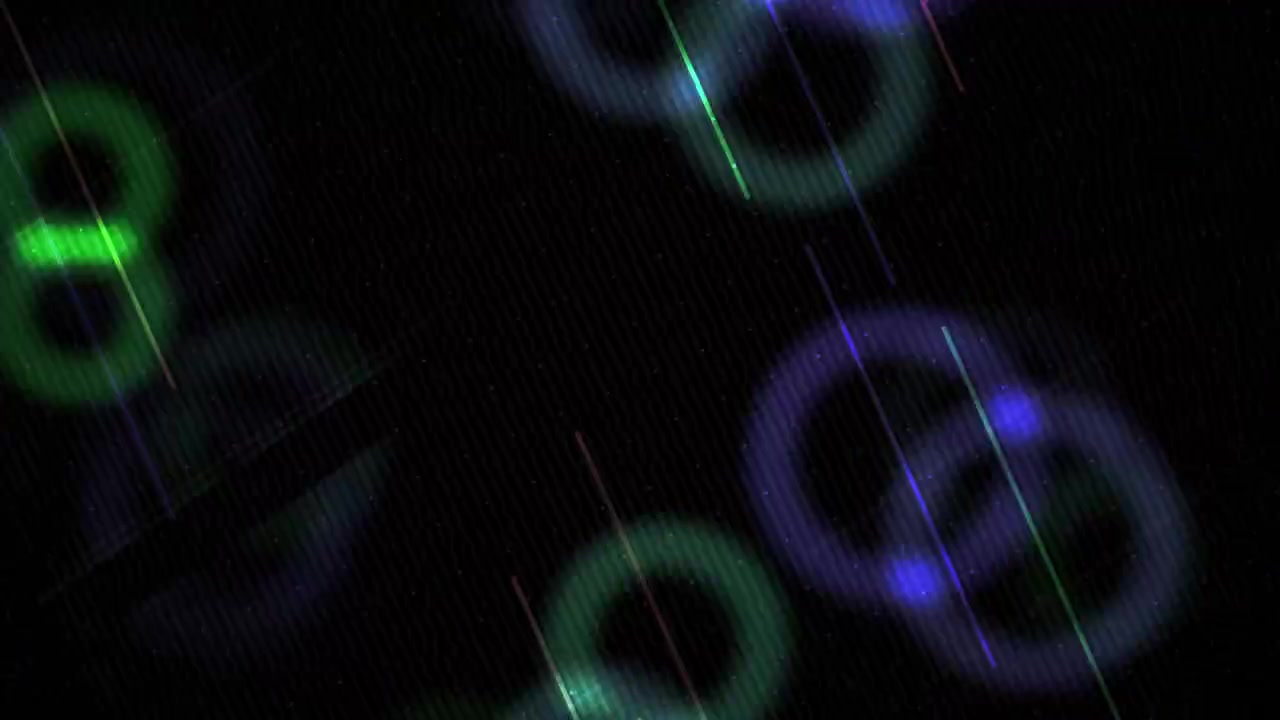 Abstract Digital Animation of Glowing Green and Blue Shapes